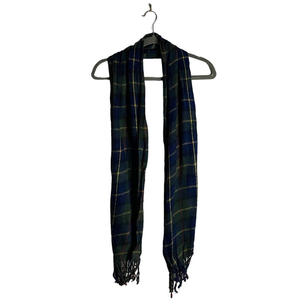 Bluenotes Soft Knit Plaid Fringed Scarf
